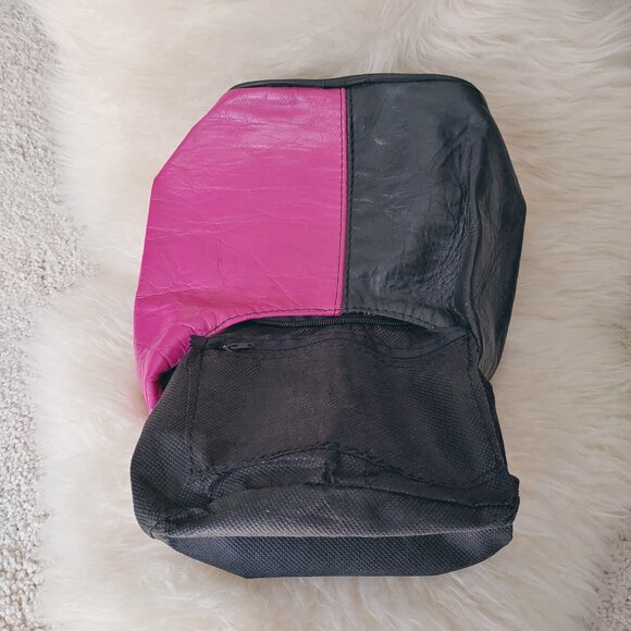 Custom Made Half Black and Half Pink-Purple / Fuchsia Leather Mini Handb… - Picture 13 of 14